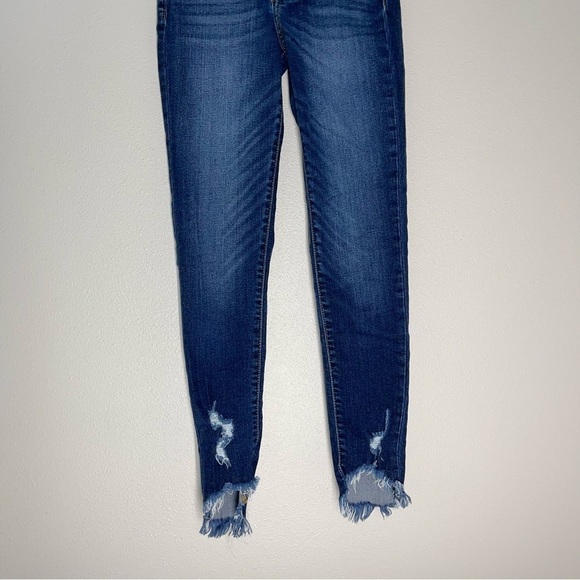 KanCan Christina High Rise Ankle Skinny Jeans Dark Wash Chewed Hem Size 23 Women - Picture 3 of 11